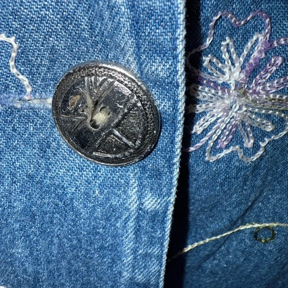 Vintage New Directions Embroidered Denim Jacket Boxy Oversized Cottagecore Boho - Picture 5 of 7